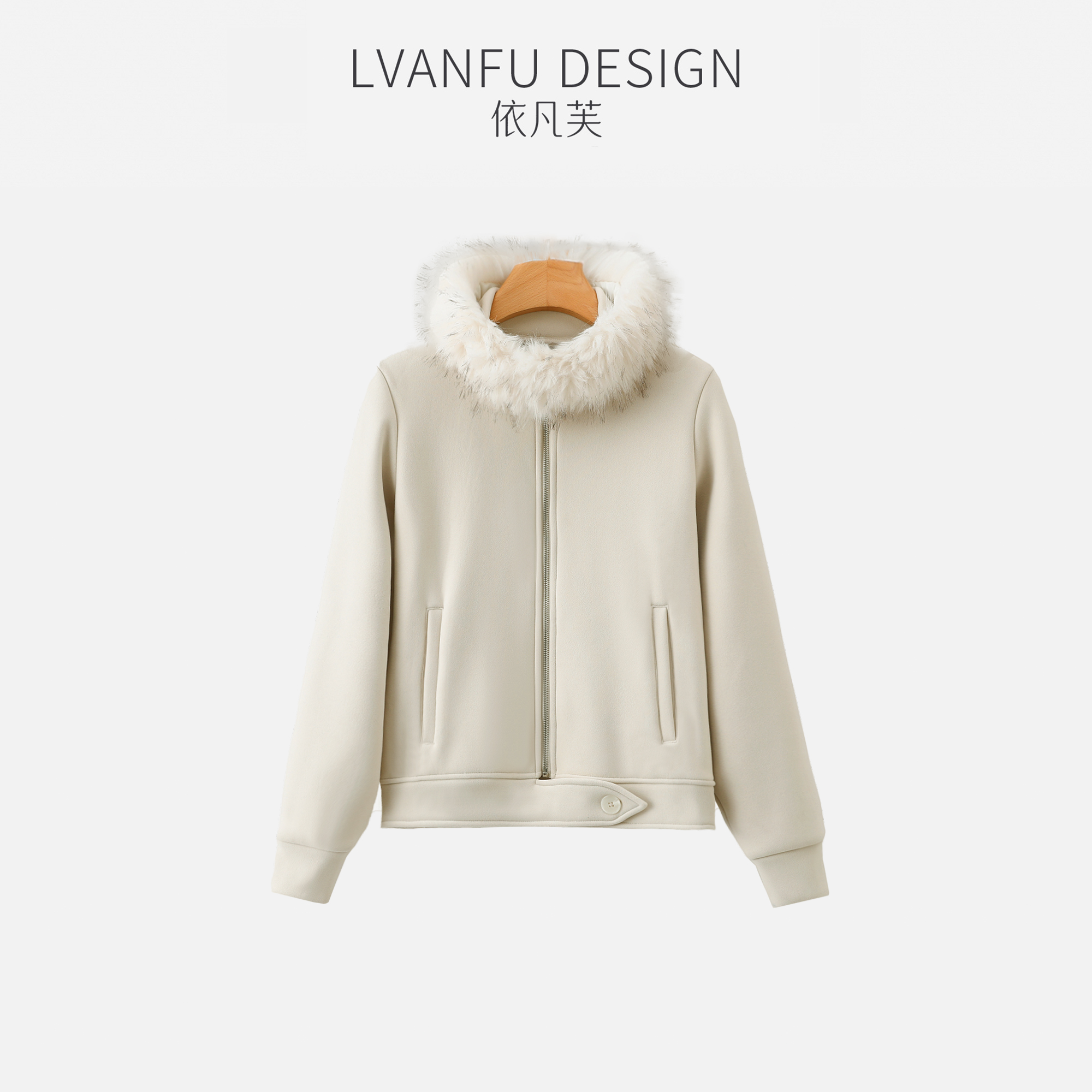 【依凡芙】设计师款冬季环保貉子毛毛领百搭显瘦修身外套JY1011A/ZK