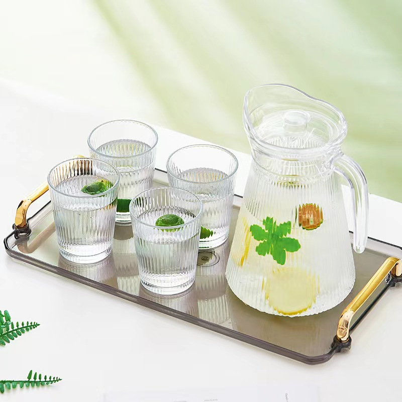 1壶4杯冷水壶泡茶壶高颜值套装玻璃喝水杯透明耐热玻璃大容量杯子