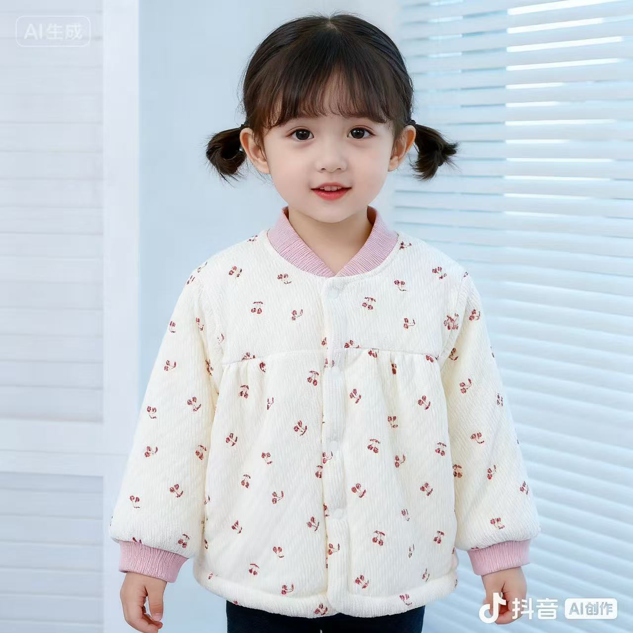 女宝棉袄秋冬新款外穿洋气女宝宝棉袄150克夹棉碎花女童冬季穿搭