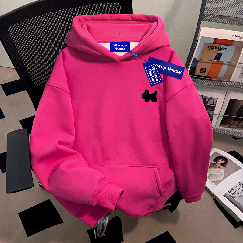 WASSUP HSUBE重磅潮牌青少年套头连帽卫衣2025新款潮流慵懒风上衣