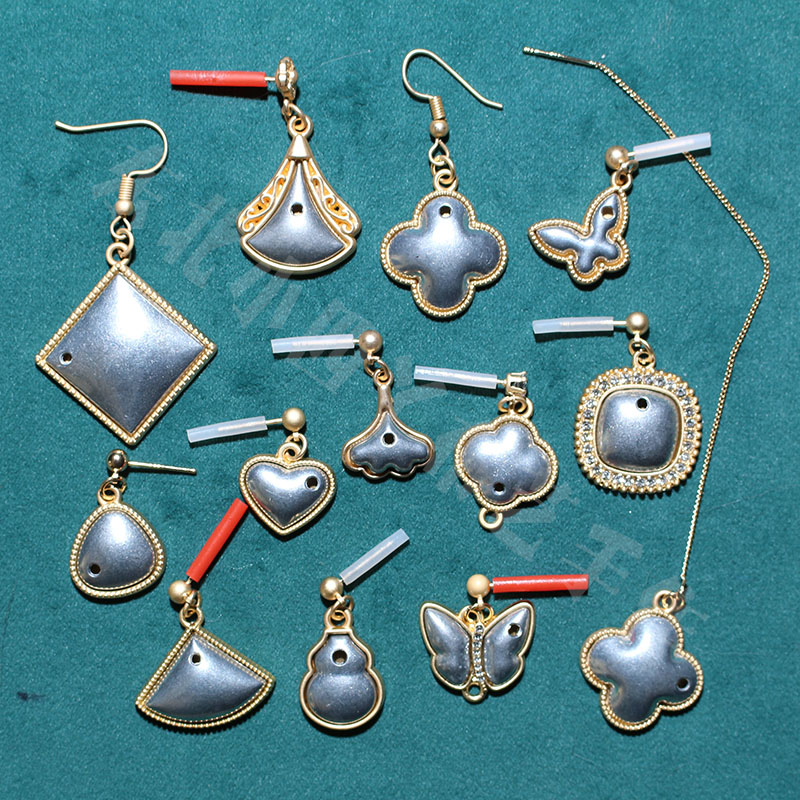 国风非遗宋锦古风蝴蝶爱心四叶草耳线耳环耳钉耳勾手工DIY底胚