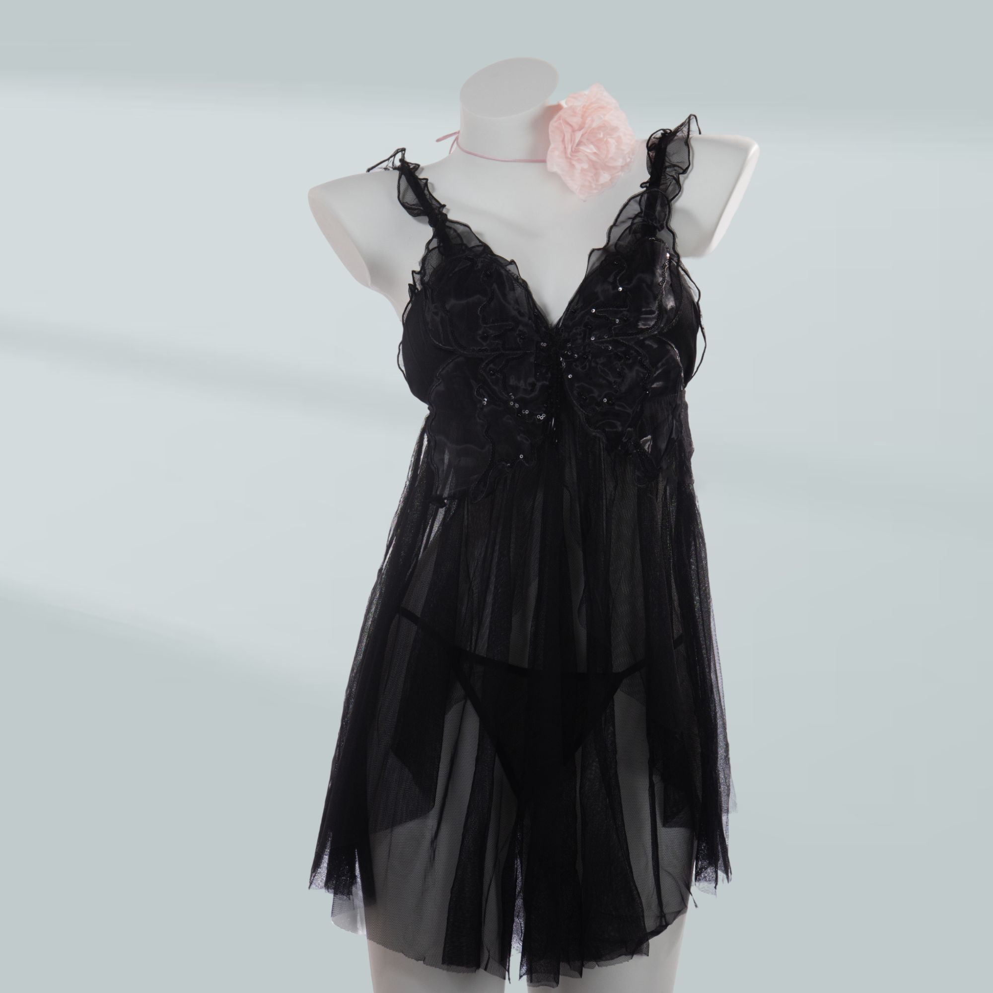 温柔帐【80-200斤】大码纯色优雅镂空性感吊带新款女士睡裙 瑰4997