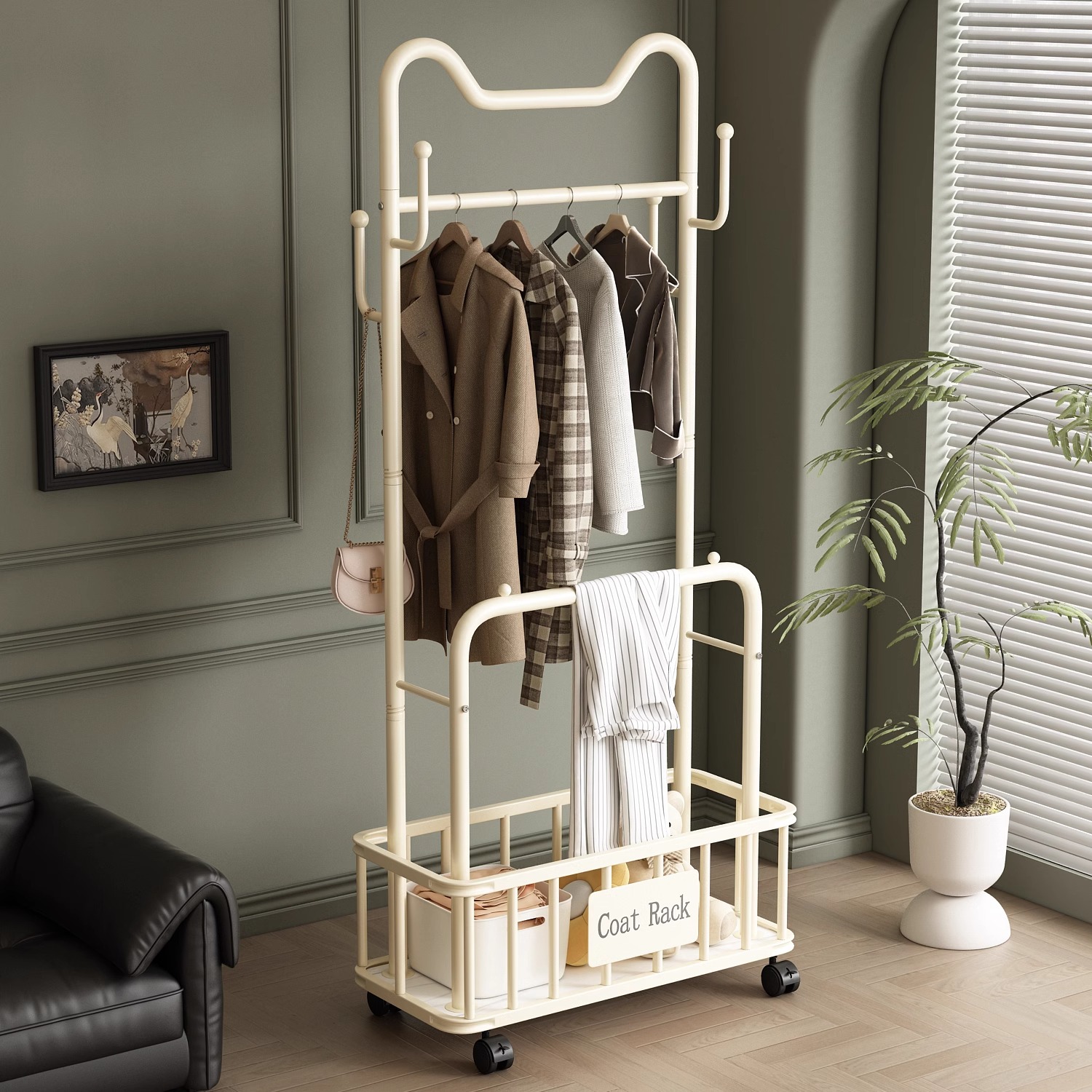 衣架落地卧室床边晚上放脱下衣服神器不占空间的房间挂衣架置物架