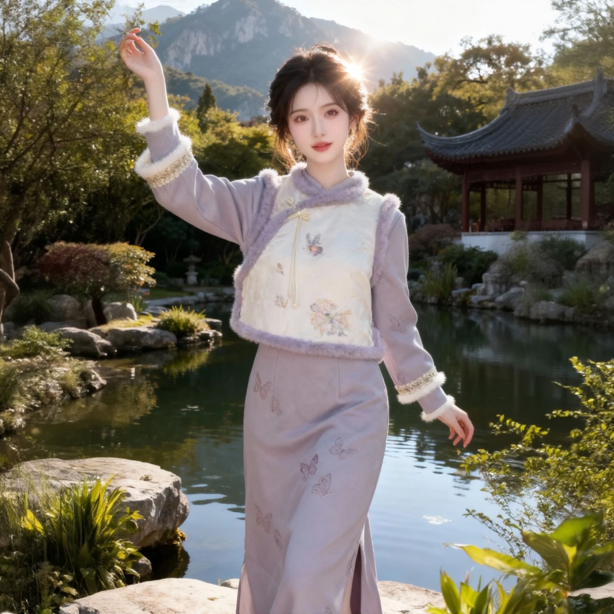 苏故里【山有扶苏】冬季加绒加厚修身显瘦气质改良新中式旗袍中长