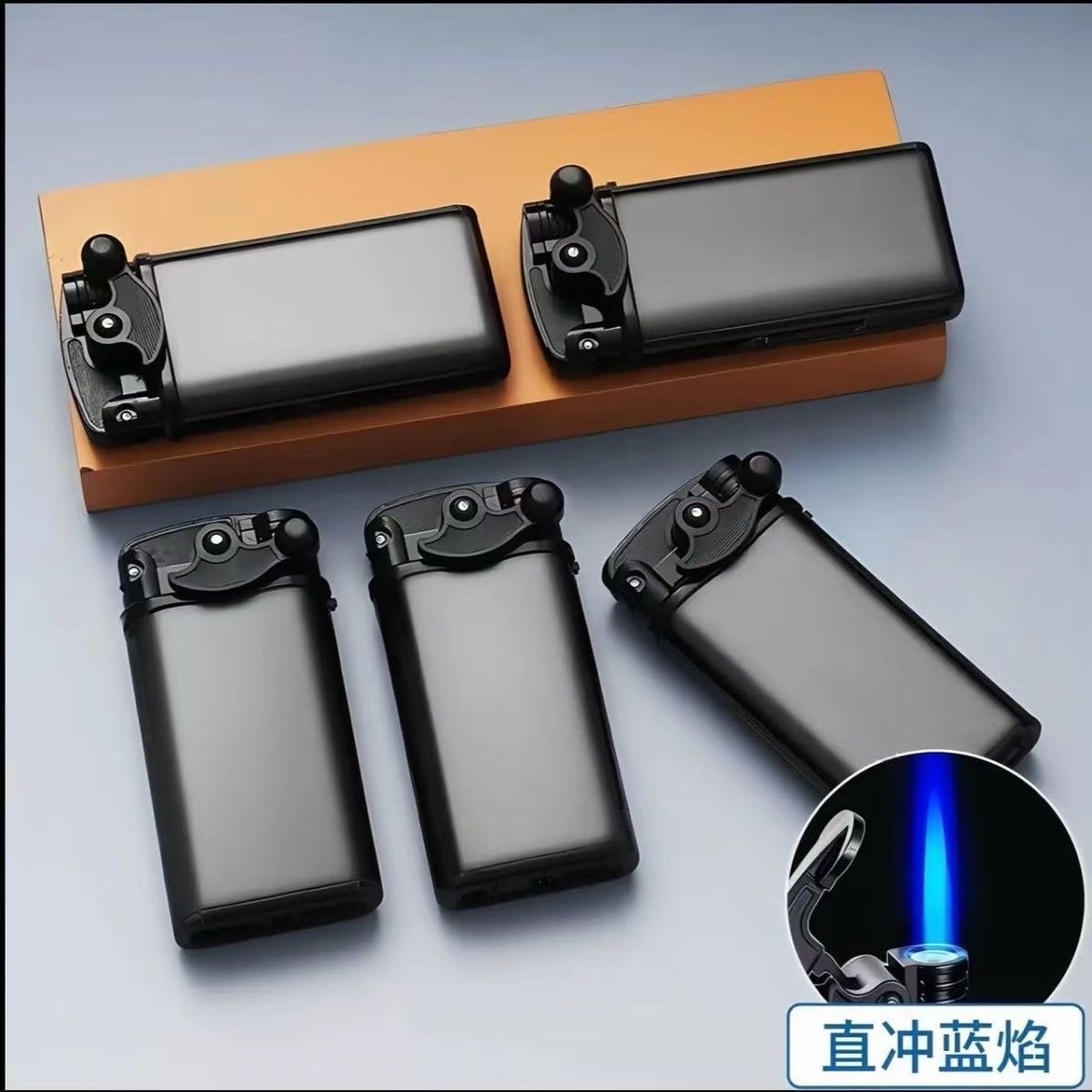 新款创意摇臂充气防风打火机金属蓝焰直冲个性炫酷男士点烟刻字