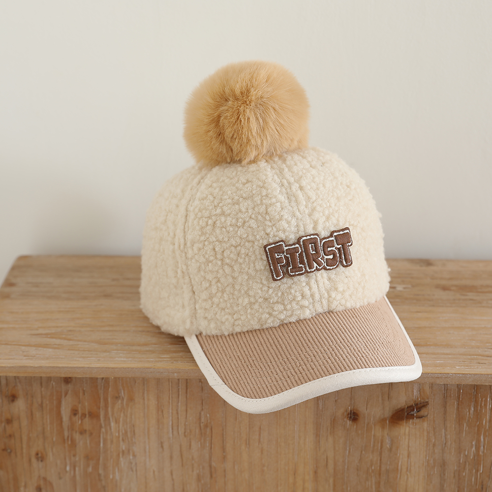 宝宝秋冬季鸭舌帽韩版百搭女童可爱超萌棒球帽男童洋气时尚毛球帽