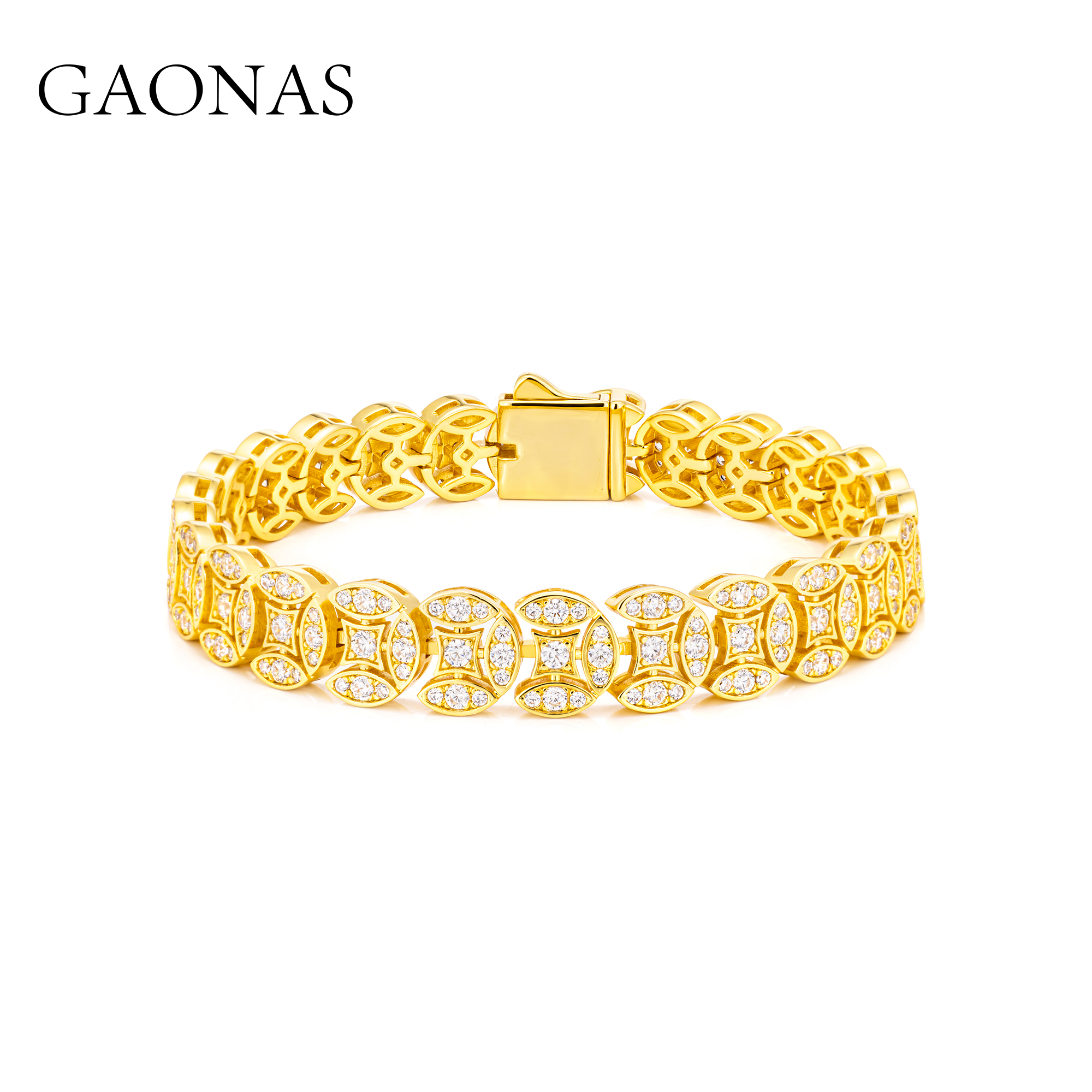 GAONAS 镀K金合成锆石手链 钱多多金色时尚钱币设计手链11644SGO