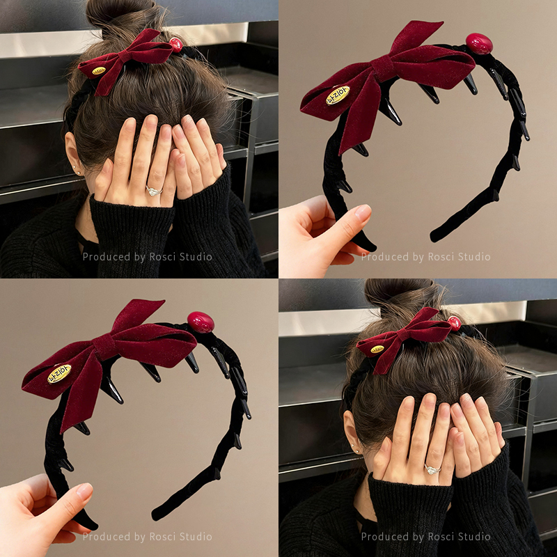 秋冬植绒波浪发箍女2025新款高级感洋气时尚高颅顶头箍发卡发饰品