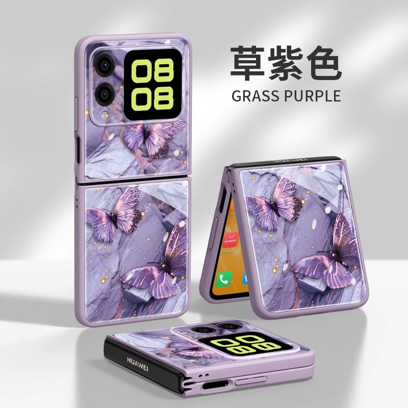 适用华为novaflip新款手机壳电镀玻璃款保护壳Nova Flip电镀折叠