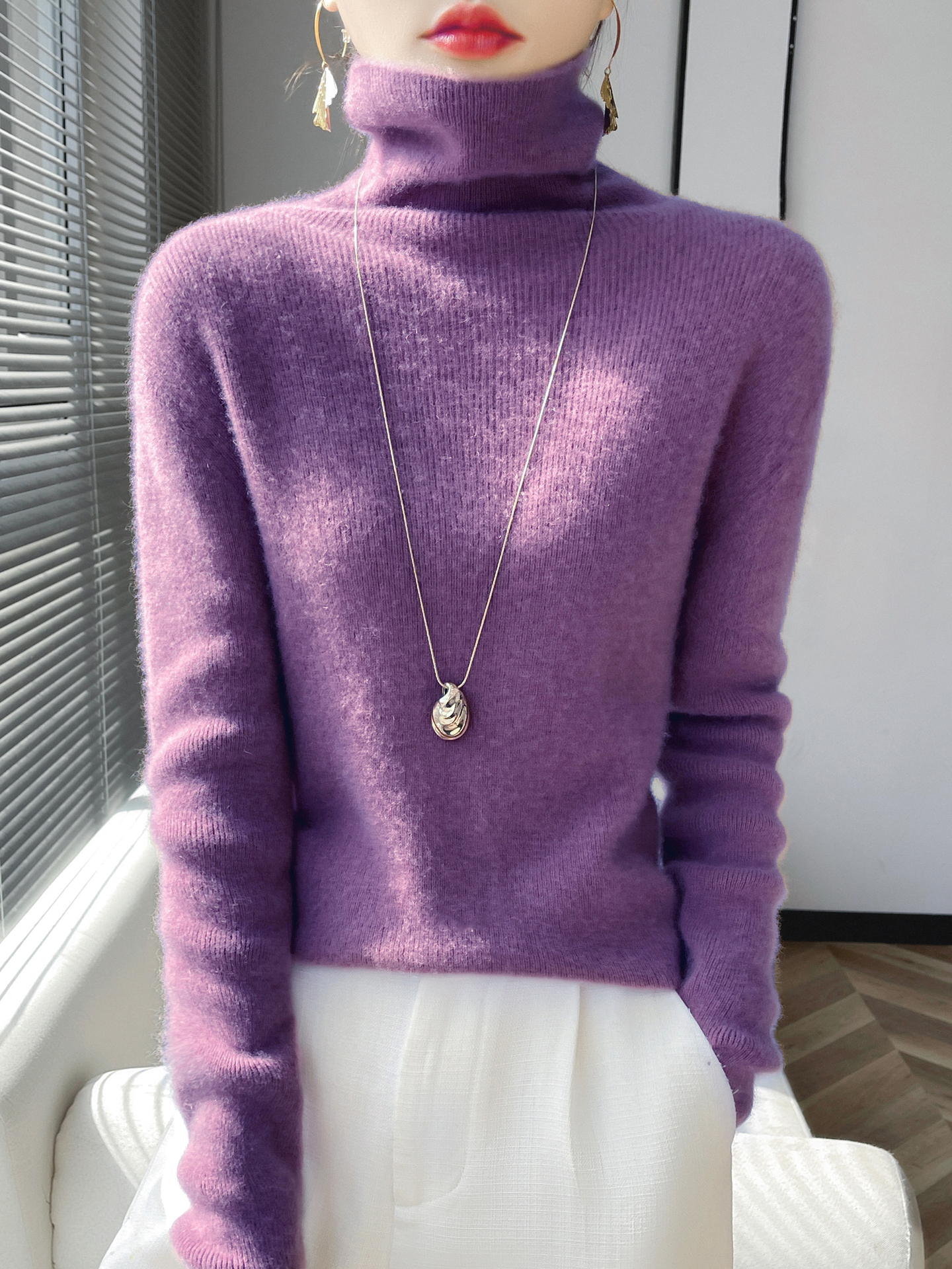 一线成衣堆堆领加厚长袖显瘦毛针织衫毛衫打底衫秋冬修身