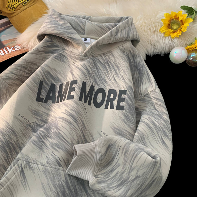 美式重磅宽松印花扎染连帽卫衣男款潮流学生港风加绒ins百搭上衣