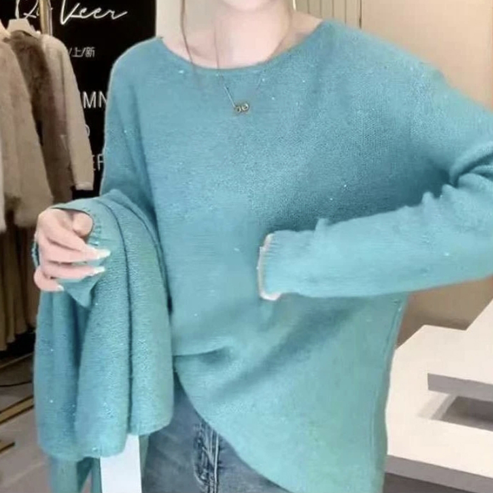 大码女装圆领套头毛衣针织衫打底衫女秋季新款宽松内搭打底上衣