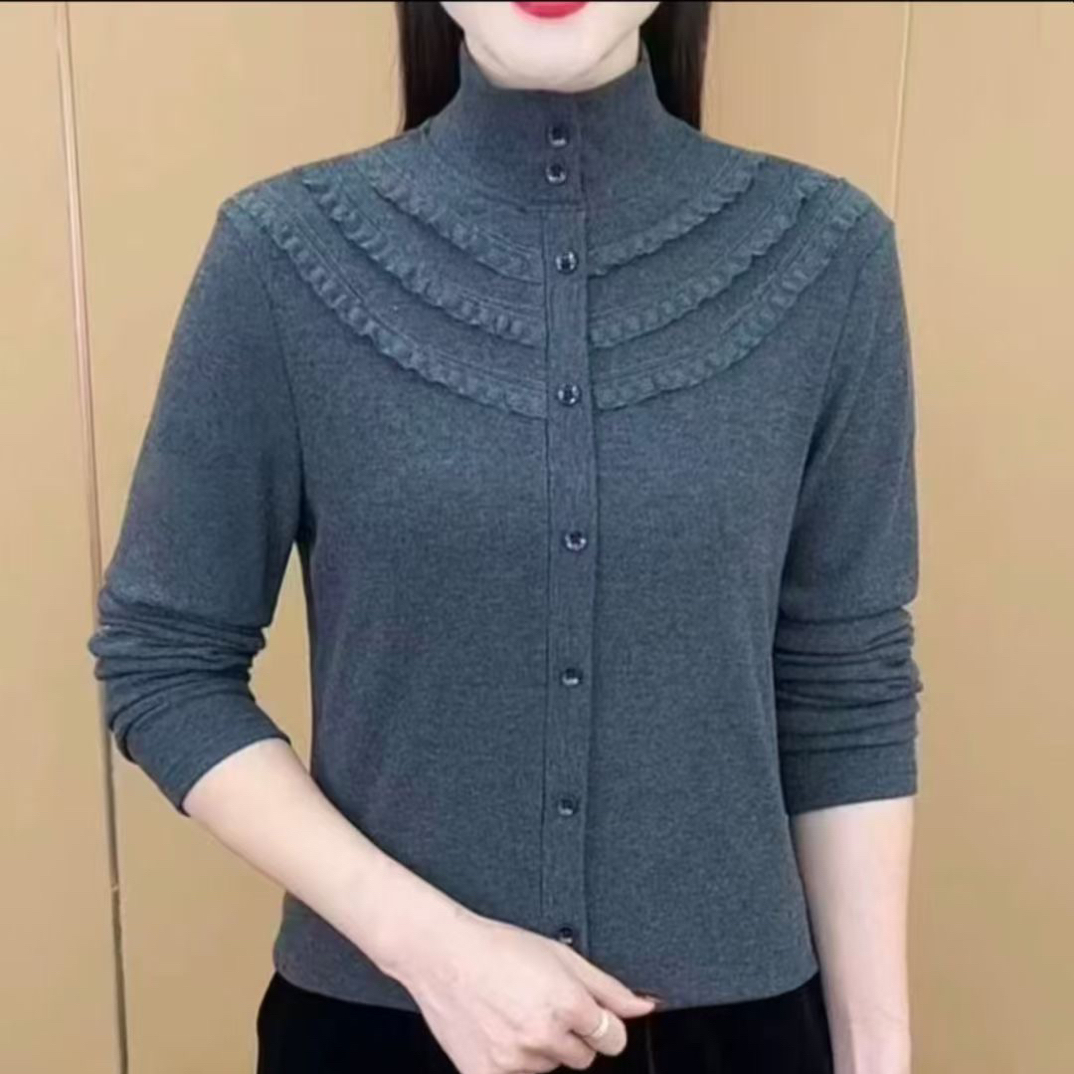 德绒新款显瘦保暖精致上衣套头打底女气质高领感设计冬季法式