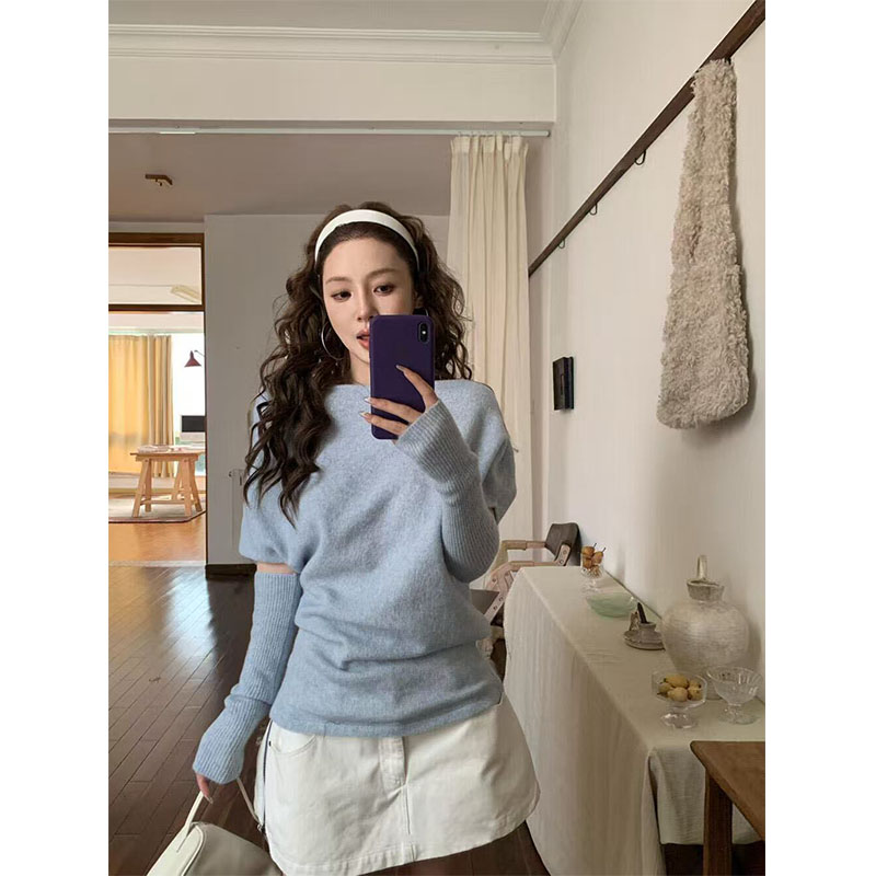 秋季新款修身显瘦网红穿搭针织上衣气质时尚收腰a字半身裙套装女