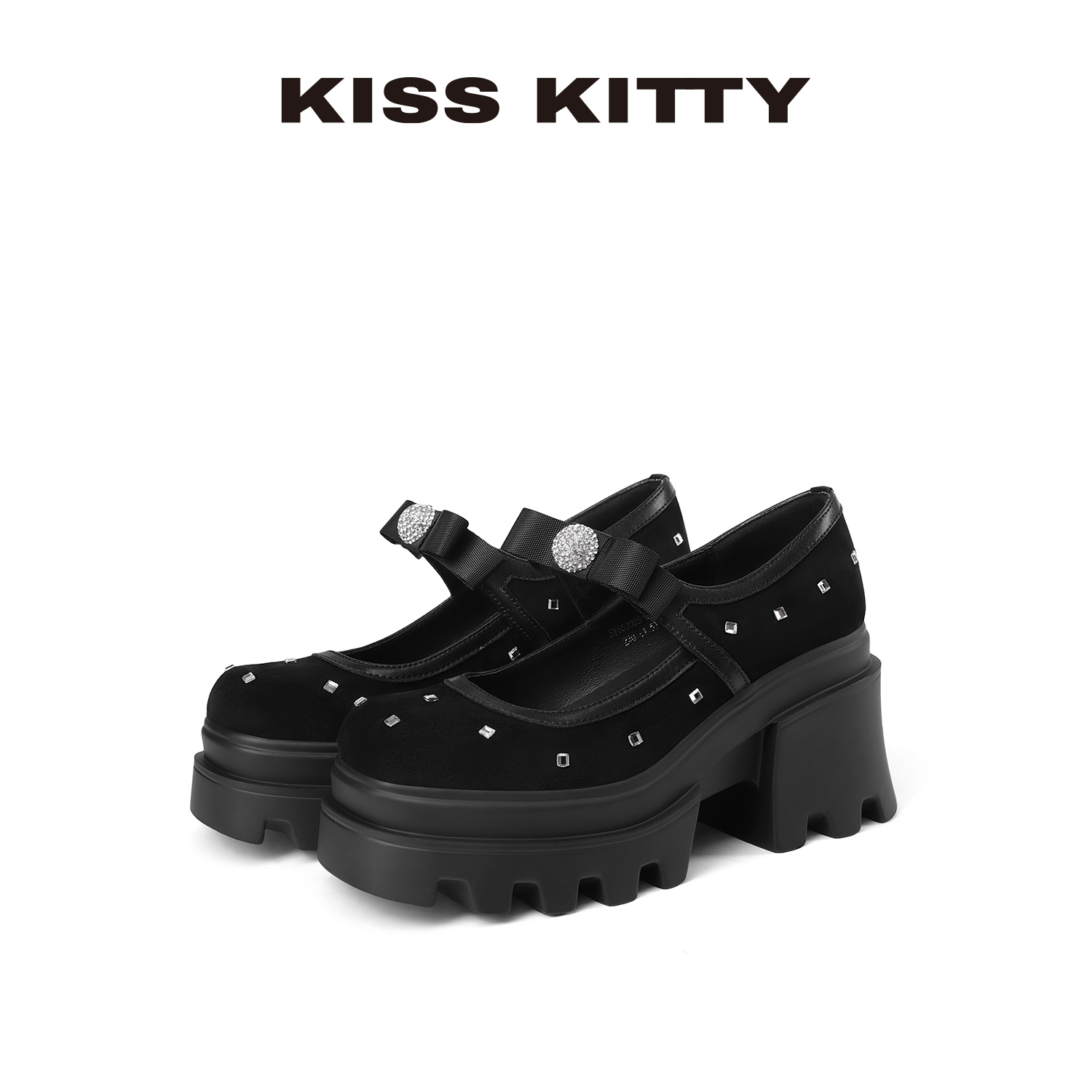KISSKITTY【清仓特价】蝴蝶结玛丽珍25年秋季款黑色厚底女单鞋百搭