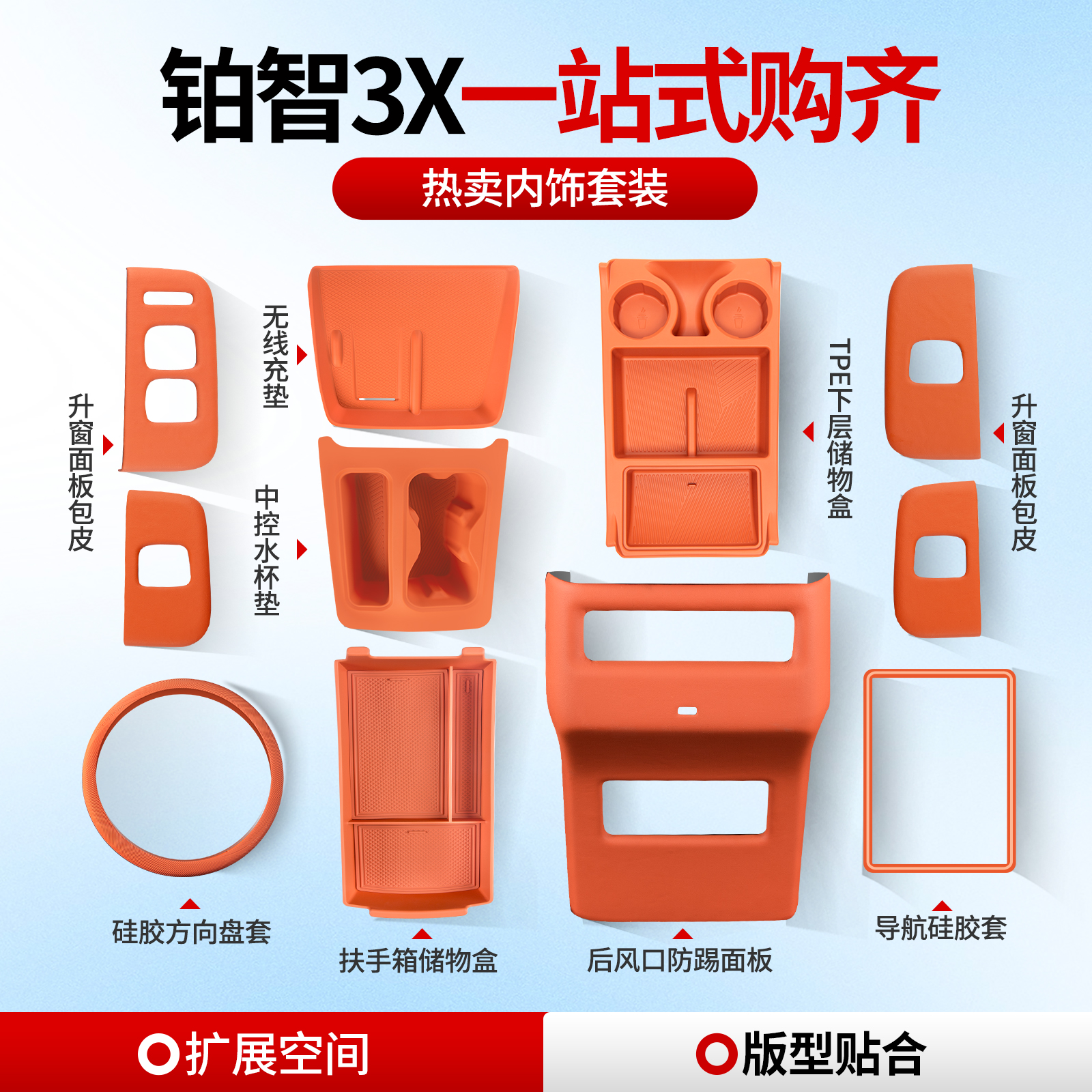 适用于丰田铂智3X扶手储物盒升窗面板后防踢面板无线充垫内饰改装