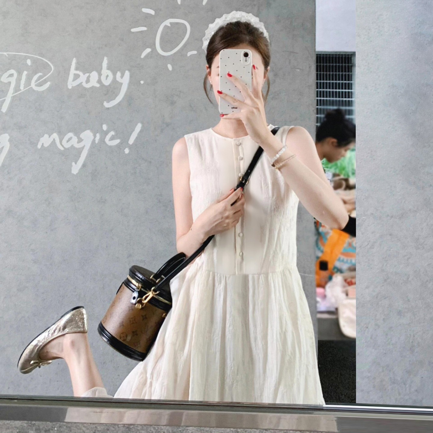 法式白色无袖背心2025新款海边度假高级感气质长裙5969