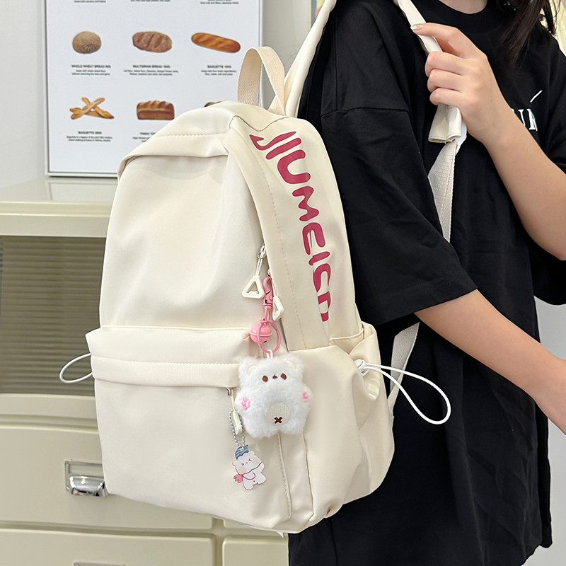 日本大容量书包女初中生少女简约百搭日系高中大学生双肩包背包电