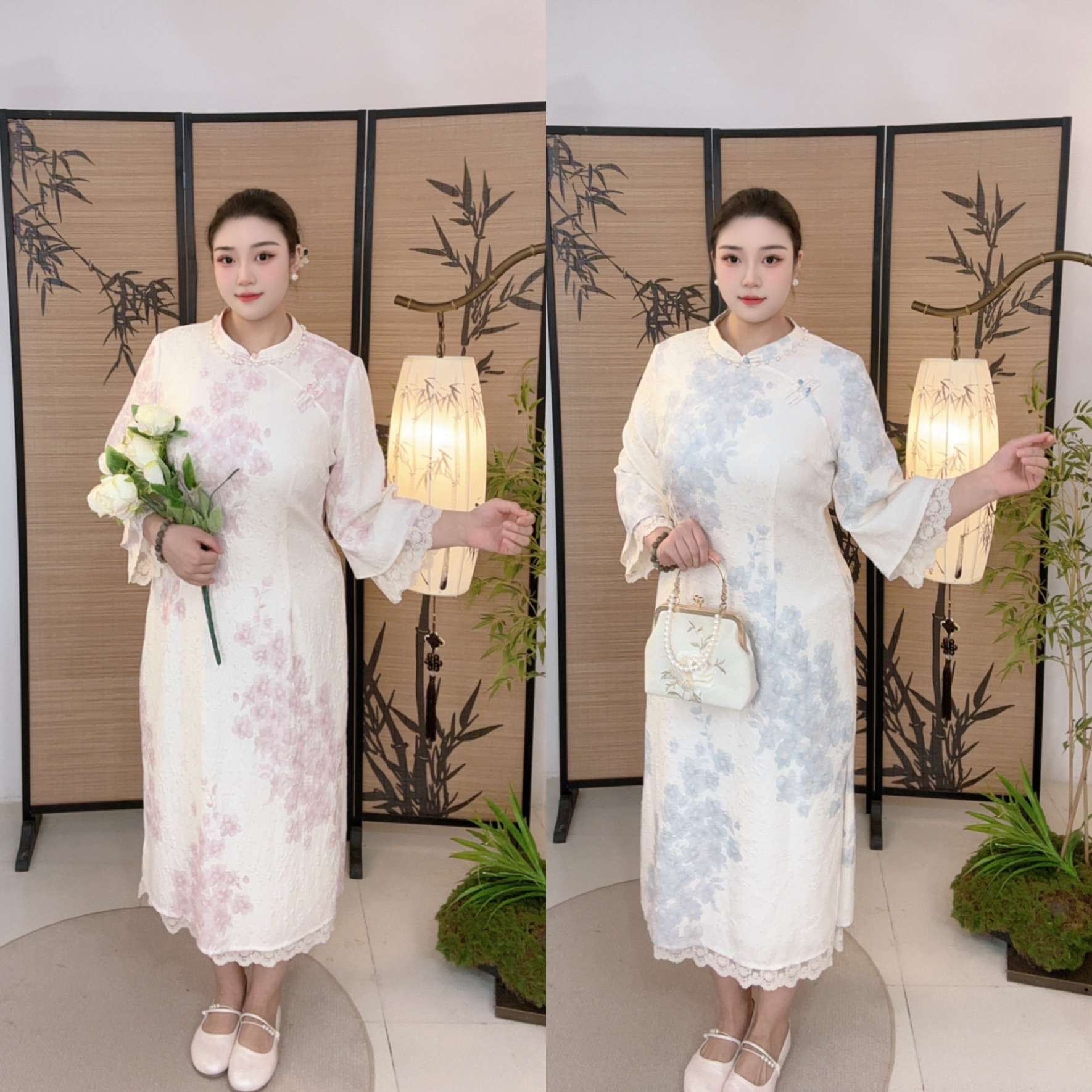 码加加白璧无瑕31639秋季新款大码连衣裙新中式改良旗袍温柔裙子