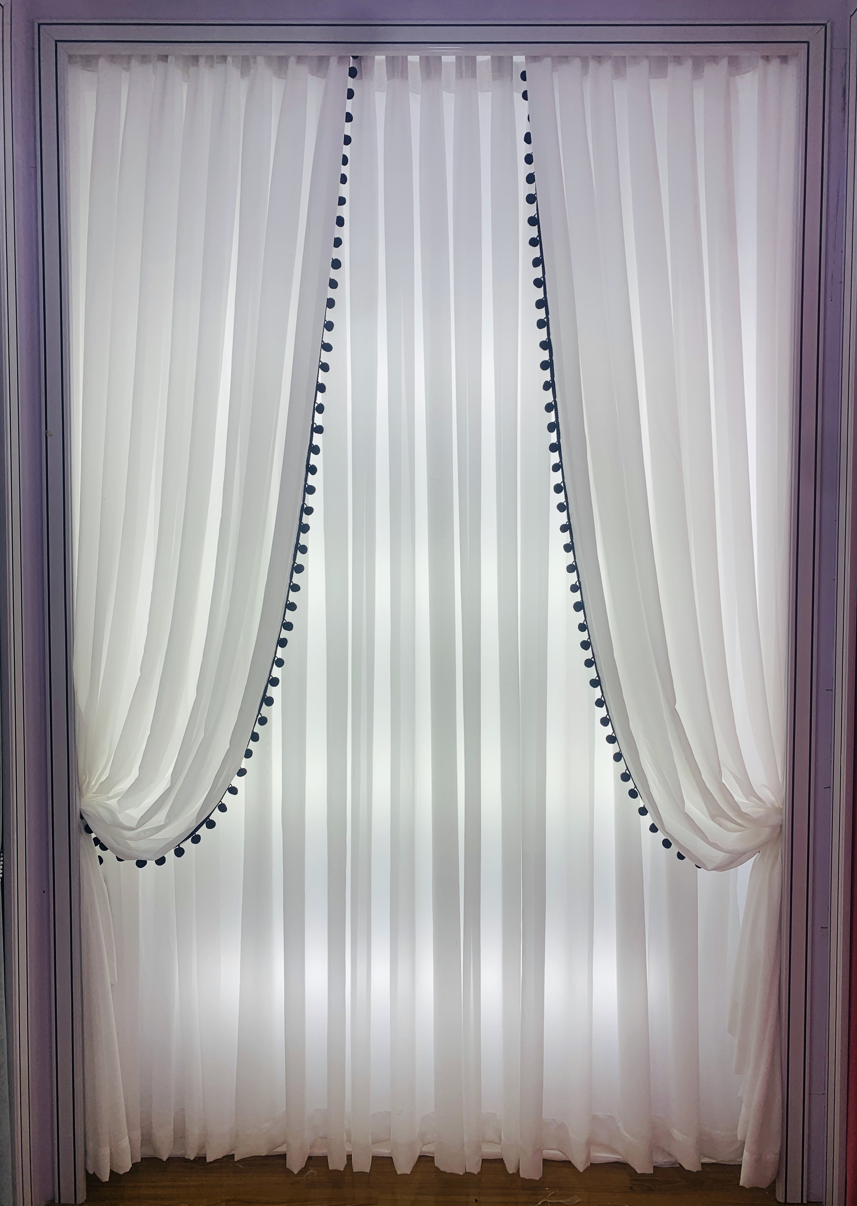 窗帘纱帘家用窗帘布法式现代白色客厅飘窗卧室阳台透光纱窗