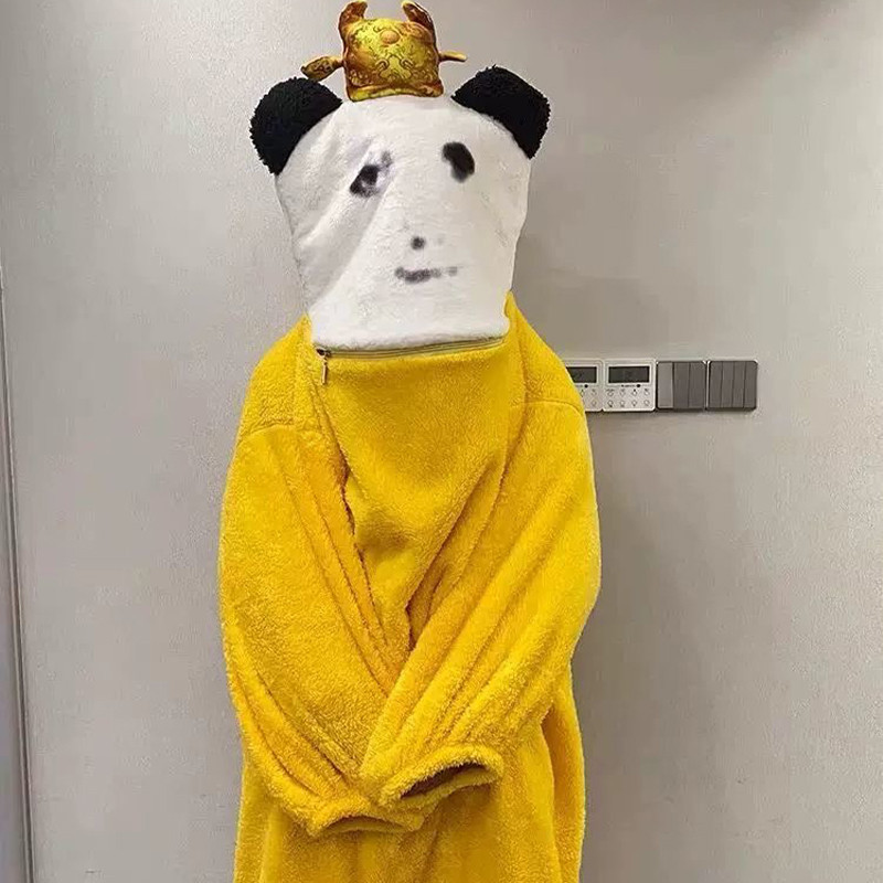 皇冠大胆龙图情侣睡衣女冬季珊瑚绒加厚法兰绒男睡袍趣味抽象搞怪