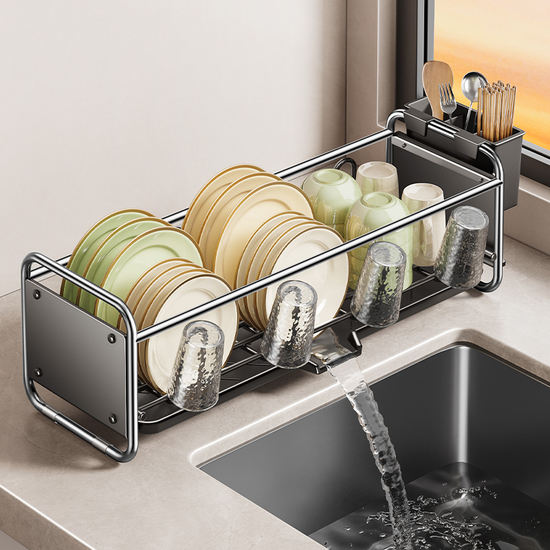 天地鱼厨房沥水碗碟架水槽窄边超窄晾碗架碗筷盘子收纳置物架