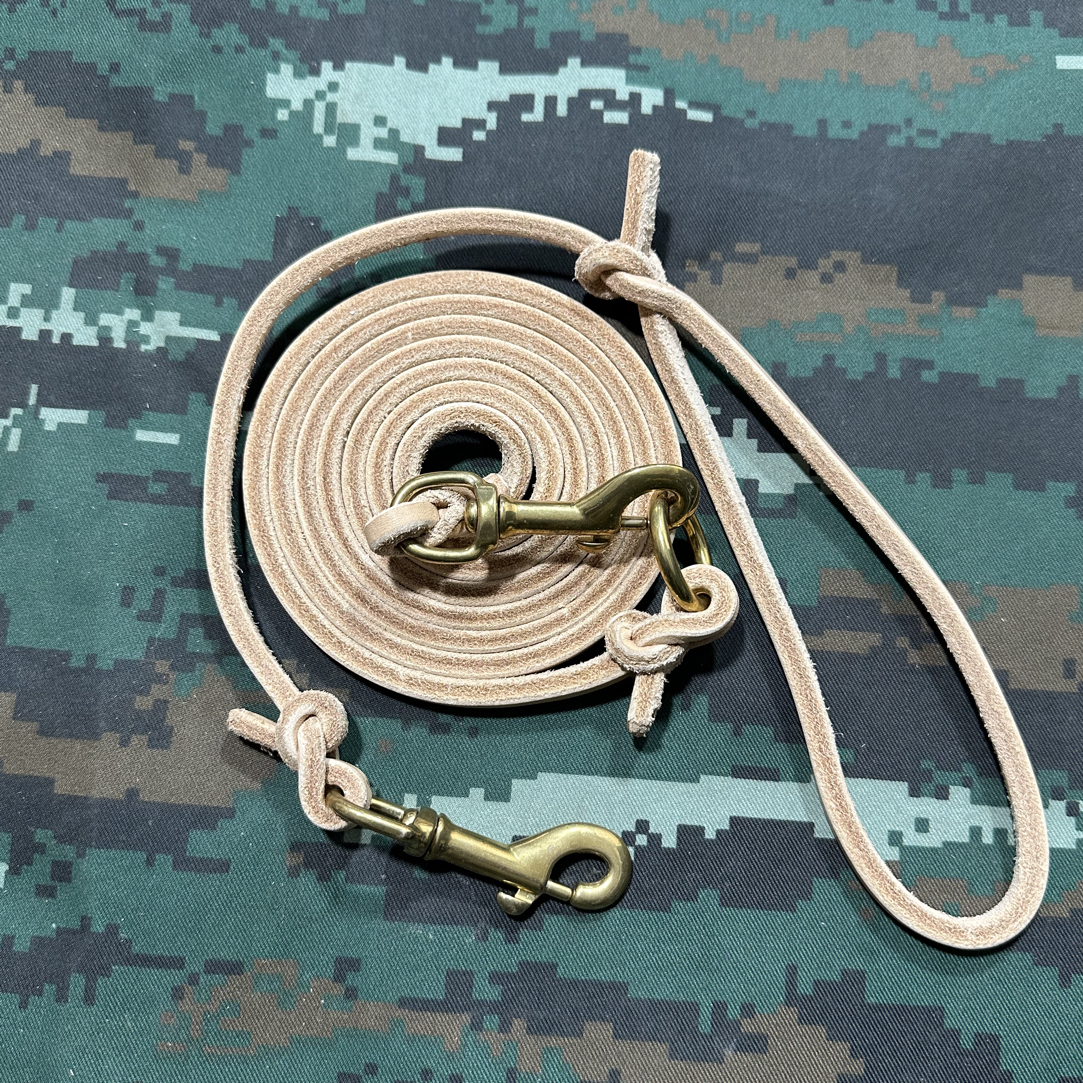 0.6头层牛皮牵引绳日常遛狗首选