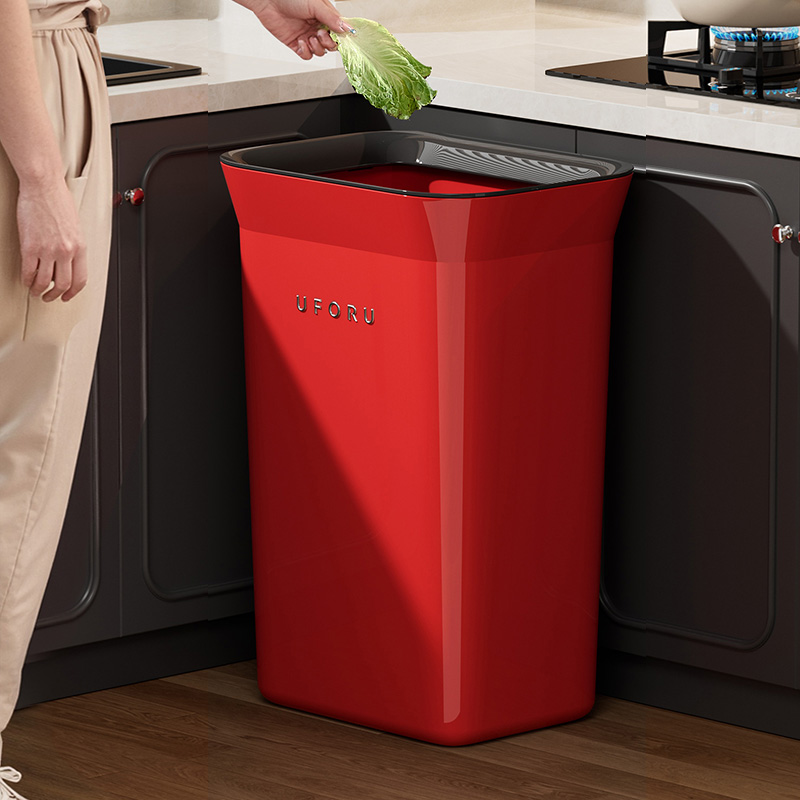 厨房大容量垃圾桶家用开口免弯腰高筒高颜值加厚压圈夹缝收纳桶