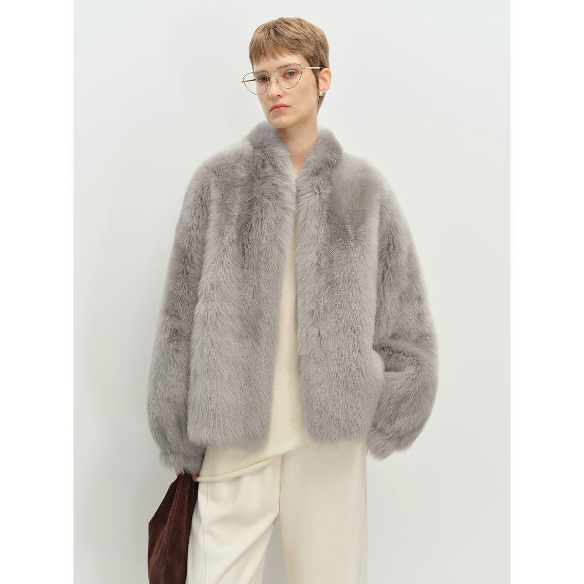 MSBEAST/野兽小姐西班牙托卡直毛棒球领皮毛一体外套丨格林日记