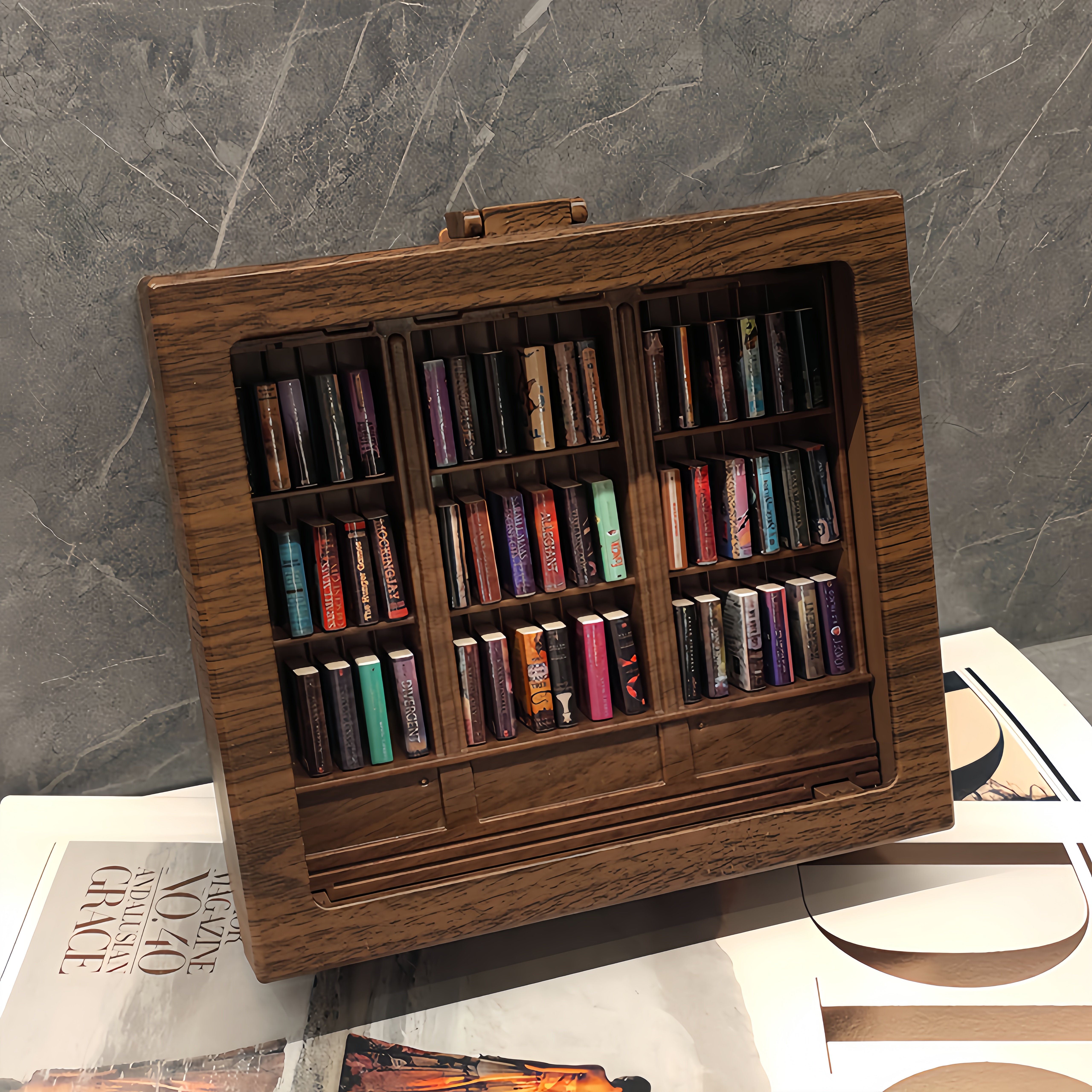 解压书架 摇晃磁吸复位发明专利书柜带灯创意礼物装饰摆件送朋友