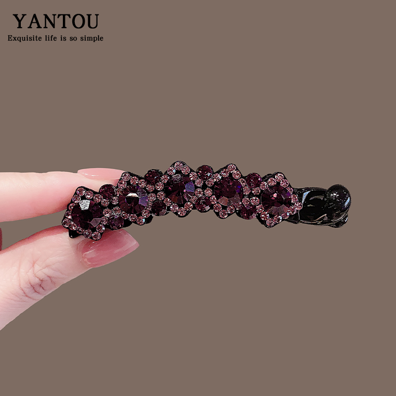 韩国捷克钻香蕉夹马尾竖夹大号防滑后脑勺盘发发卡发夹镶钻扭夹女