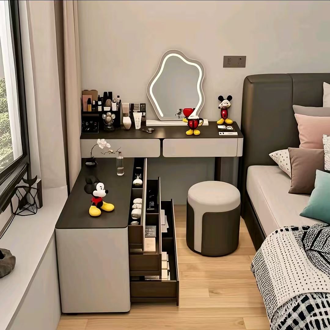 斗柜梳妆台一体卧室现代简约化妆桌床尾收纳柜化妆台转角书桌实木