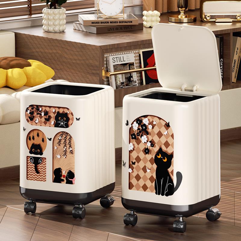 带轮垃圾桶家用2025新款客厅高颜值厨房带盖厕特大日式厨房垃圾桶