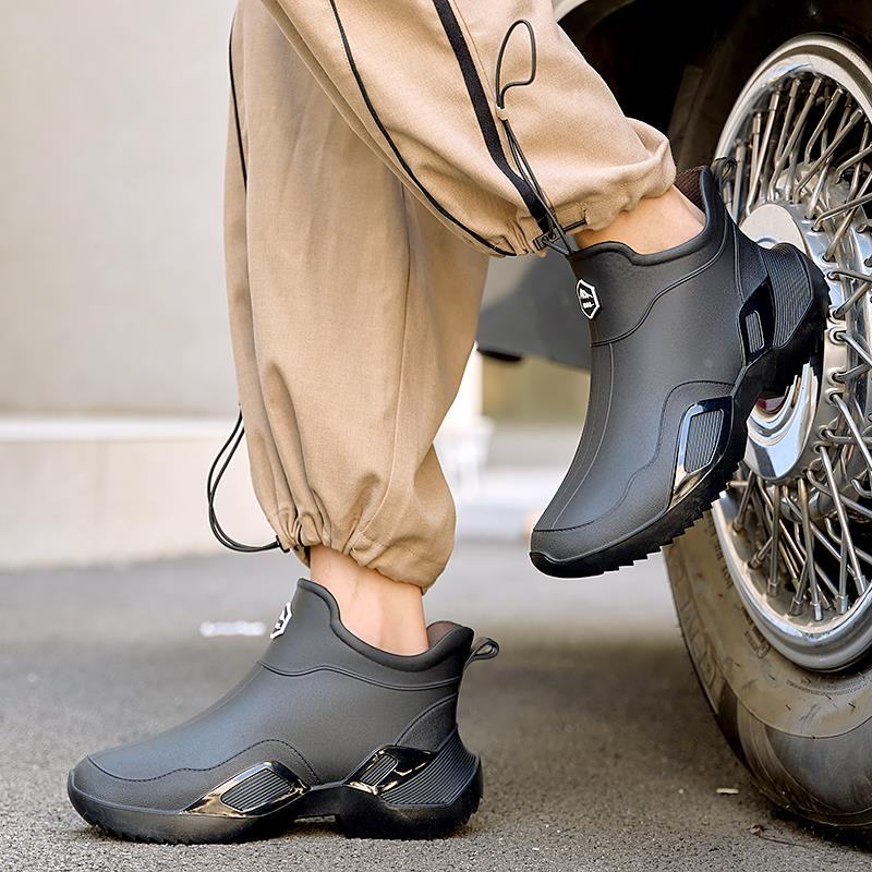 德系时尚雨鞋男款2024新款短筒雨靴厨房工作胶鞋洗车钓鱼劳保水鞋