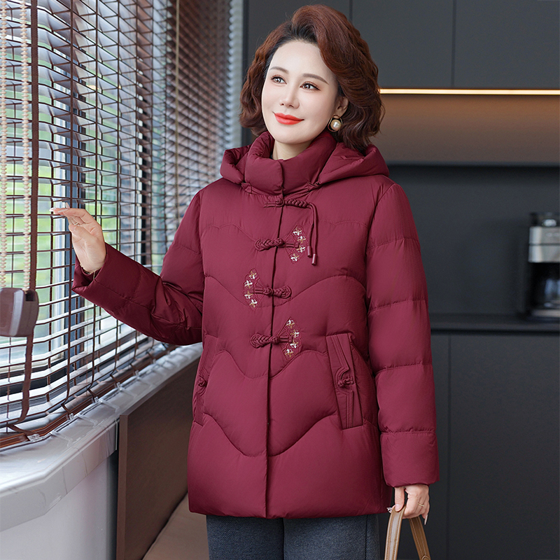 三彩树冬季新款白鸭绒羽绒服女老年人妈妈冬装外套老太太外套