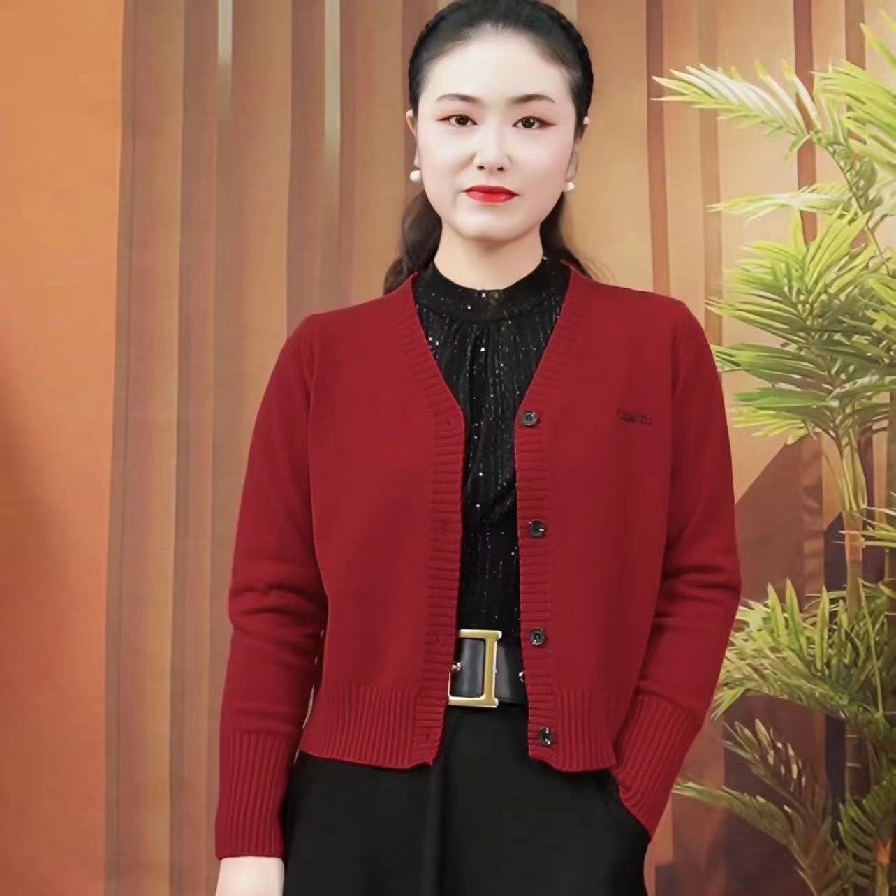 针织女毛针织衫意式显瘦针织开衫开衫显瘦薄款毛衣