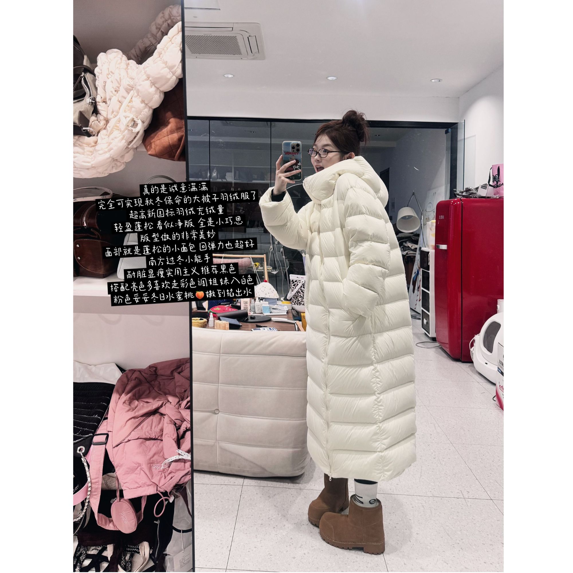 晶咕【羽绒王！】超轻云朵泡芙连帽长款羽绒外套+短款羽绒外套