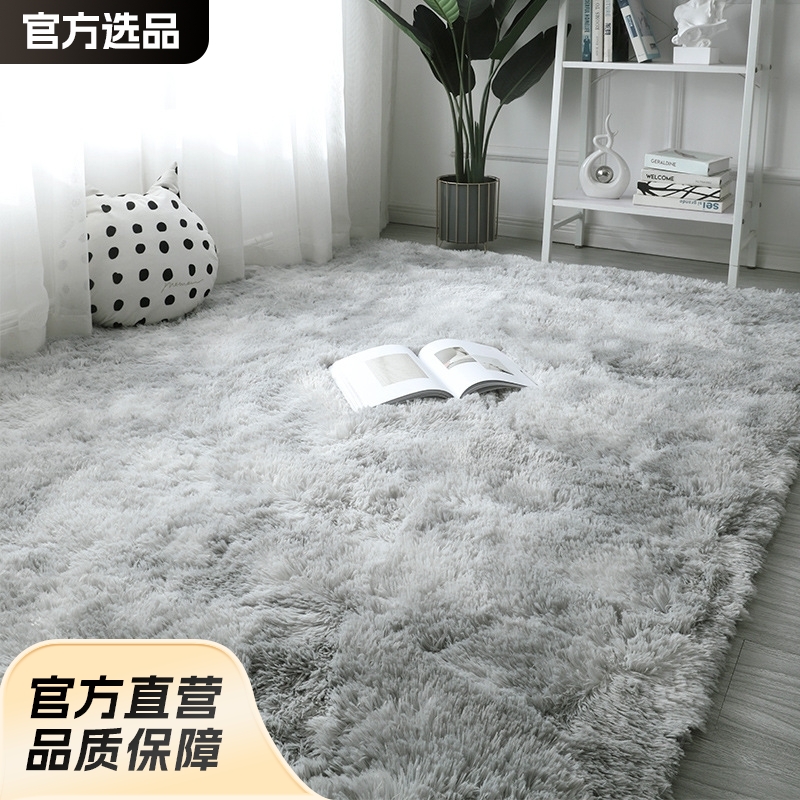 北欧简约长毛地毯卧室少女ins风床边毯家用小面积床边满铺毛绒垫