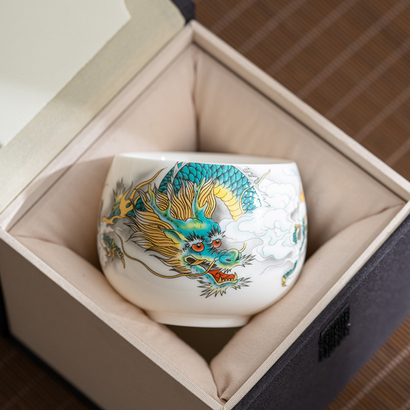 国潮主人杯羊脂玉茶杯主人杯单杯个人专用喝茶品茗杯陶瓷茶具配件