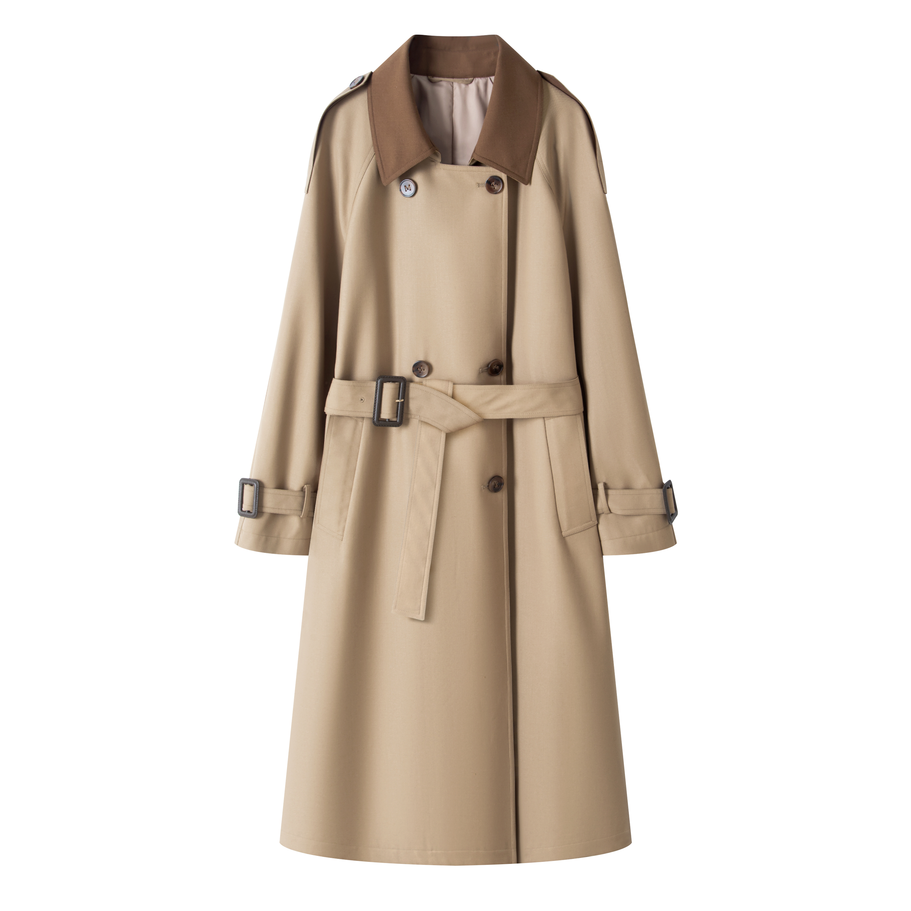 卡其色系带宽松型落肩袖气质韩版设计师女时尚纯色秋季风衣外套女