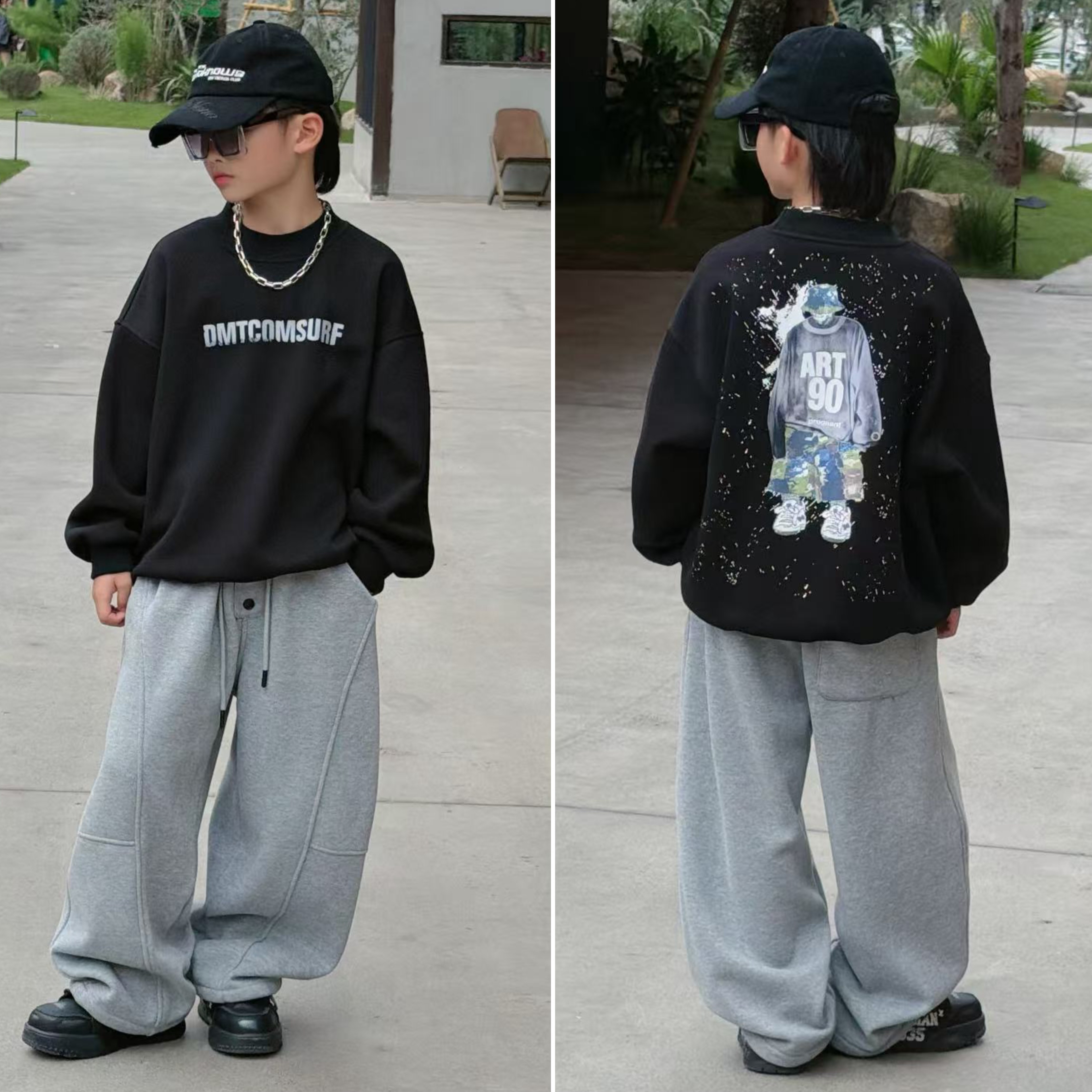 【嘟妈童装】大童冬季加绒卫衣儿童圆领百搭上衣6077