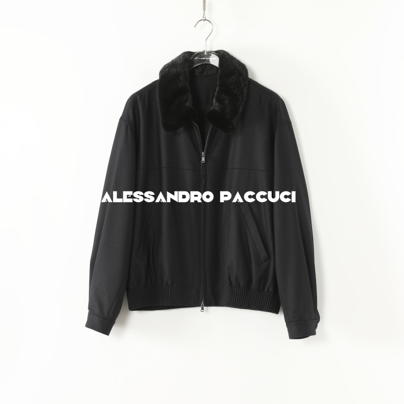 AP洛哥53122WJ【黑标】意大利进口VBC羊毛法兰绒+可拆卸水貂领外套