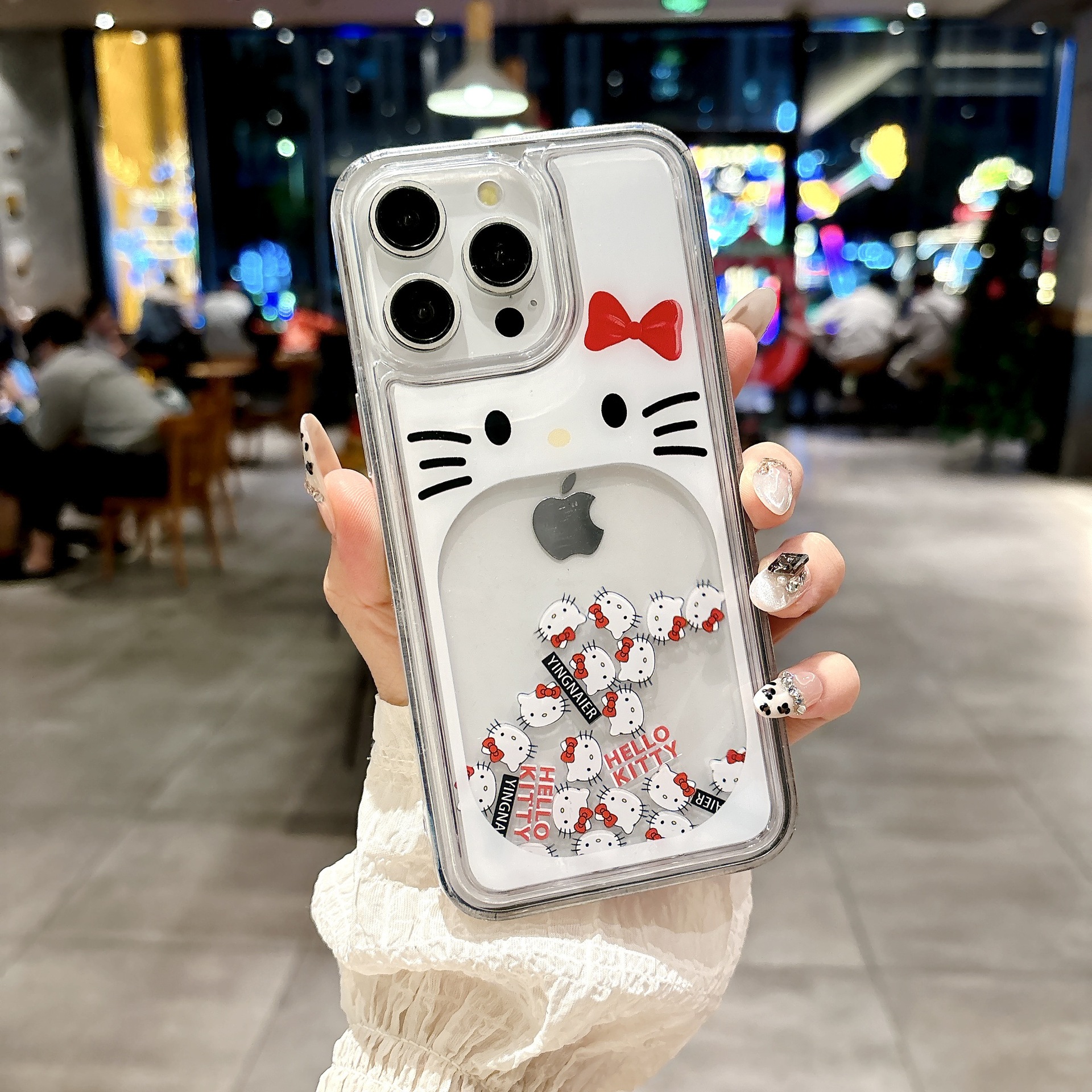 KT猫流沙壳适用苹果16Promax手机壳个性15PRO防摔14/13/12网红新