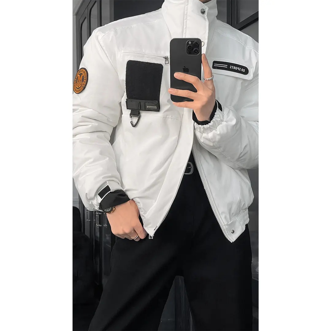 设计感龙叨叨秋冬新款美式复古骑兵服廓形立领棉服飞行员夹克外套