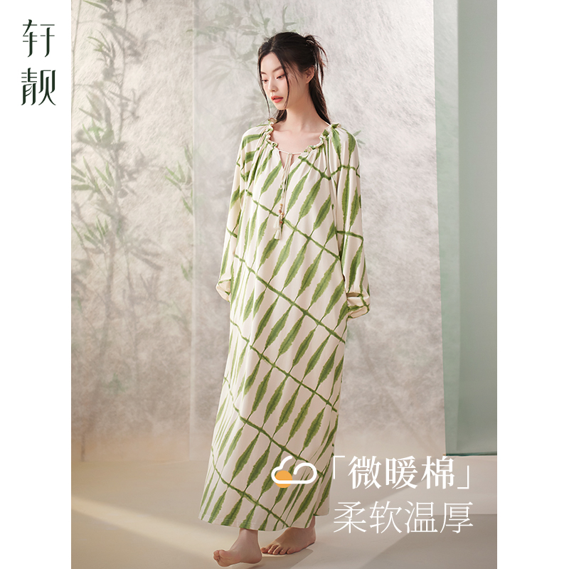 【纯棉】睡裙女春秋季长袖2025新款睡衣慵懒度假风大码家居连衣裙