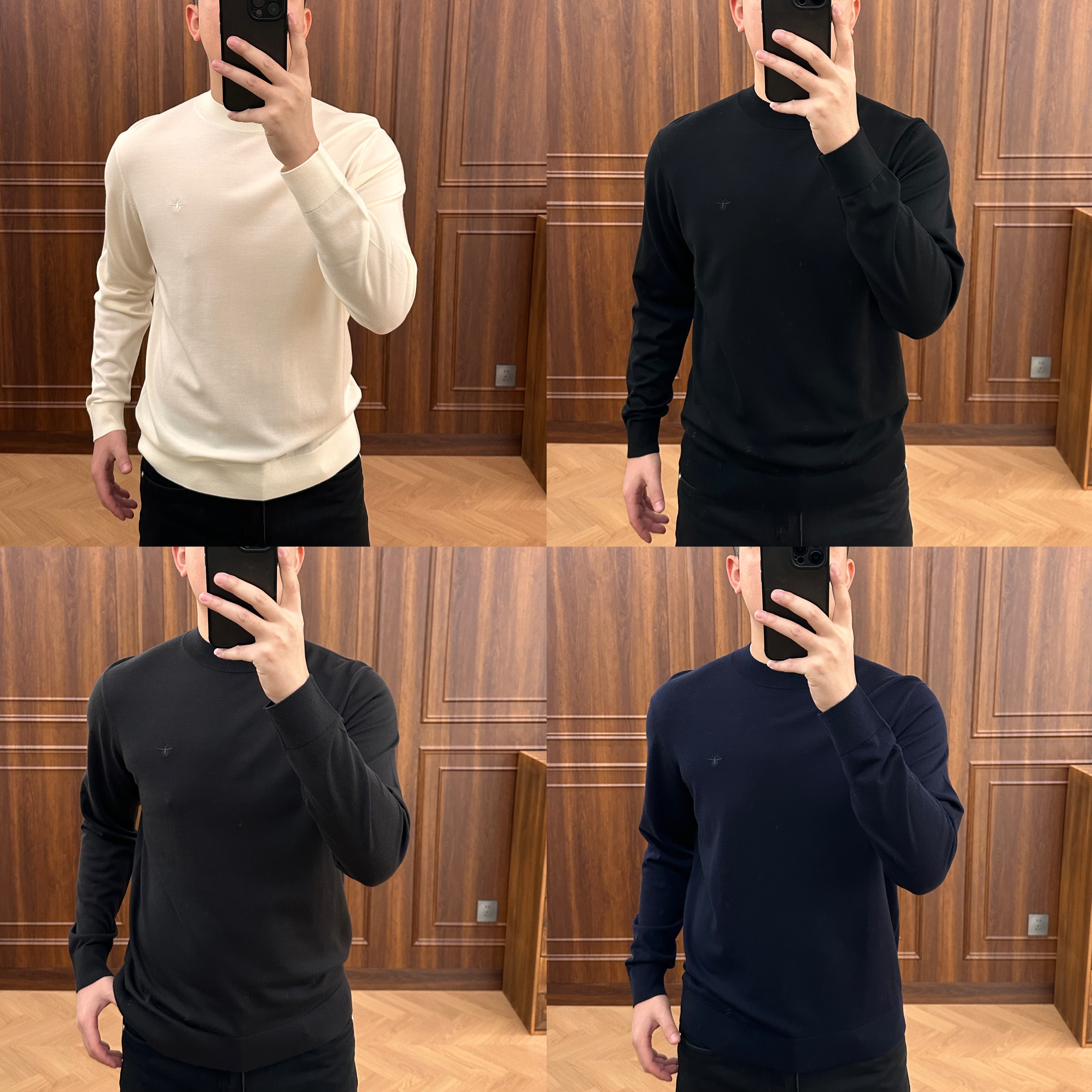 冬季SK542男士「刺绣款」进口羊毛16针双股圆领针织衫