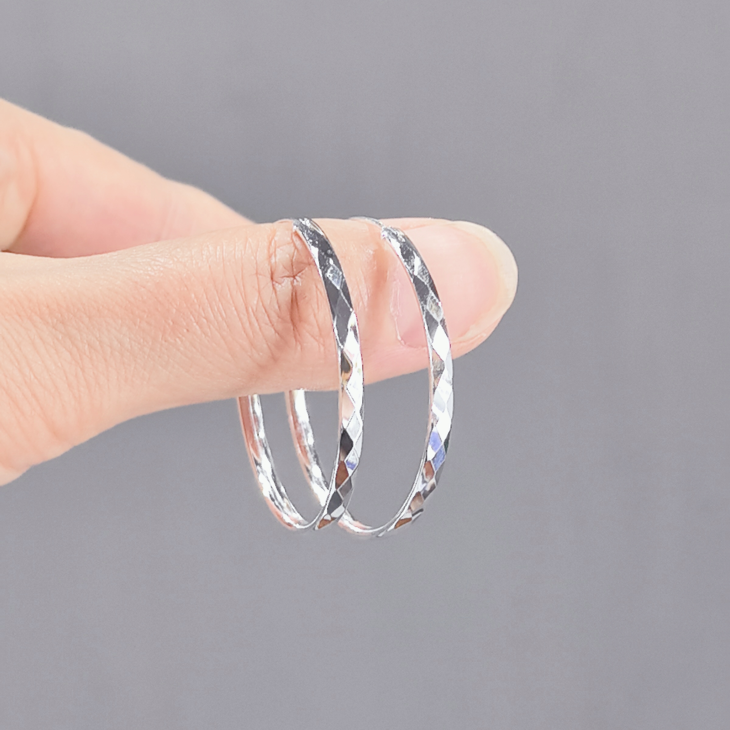 足银耳饰 耳圏足银圈圈耳环大圈时尚潮流元素女款耳饰纯银防过敏