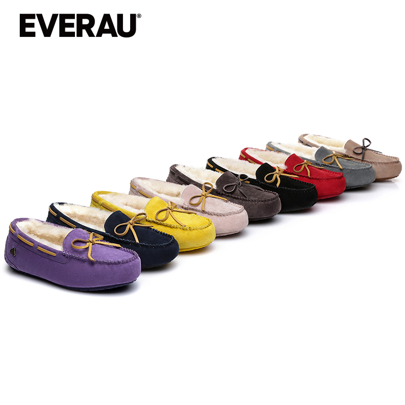 EVERAU缪斯冬季豆豆鞋棉鞋低帮一脚蹬乐福鞋加厚加绒女鞋EA1005