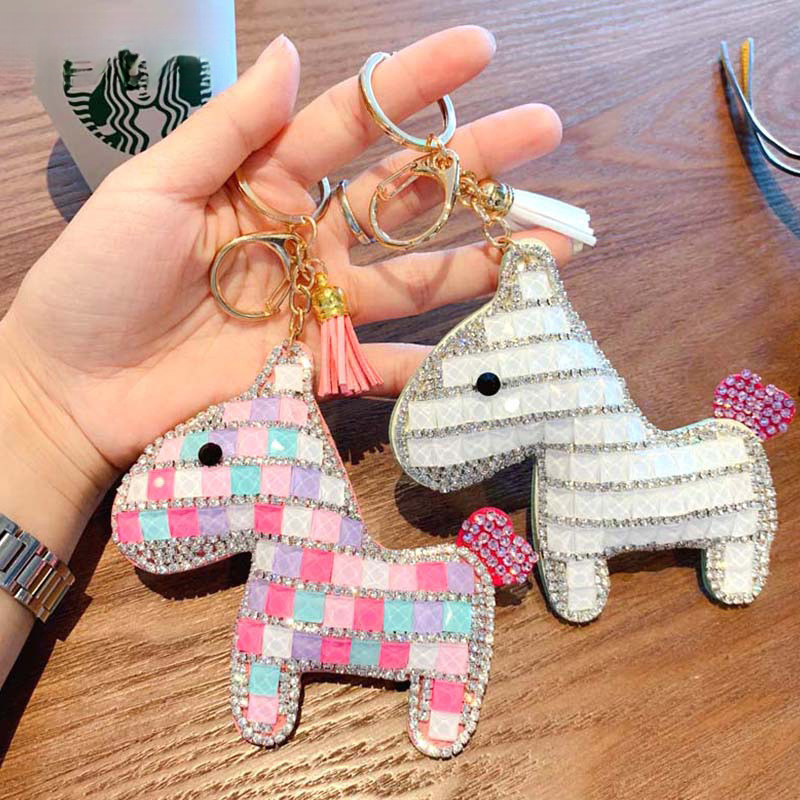 新款2026年满钻皮质小马钥匙扣女可爱精致公仔钥匙链挂件马年礼品