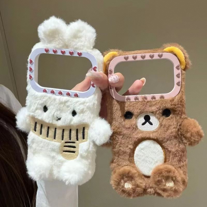 秋冬立体小熊小兔毛绒适用于iPhone17promax手机壳16少女15可爱14